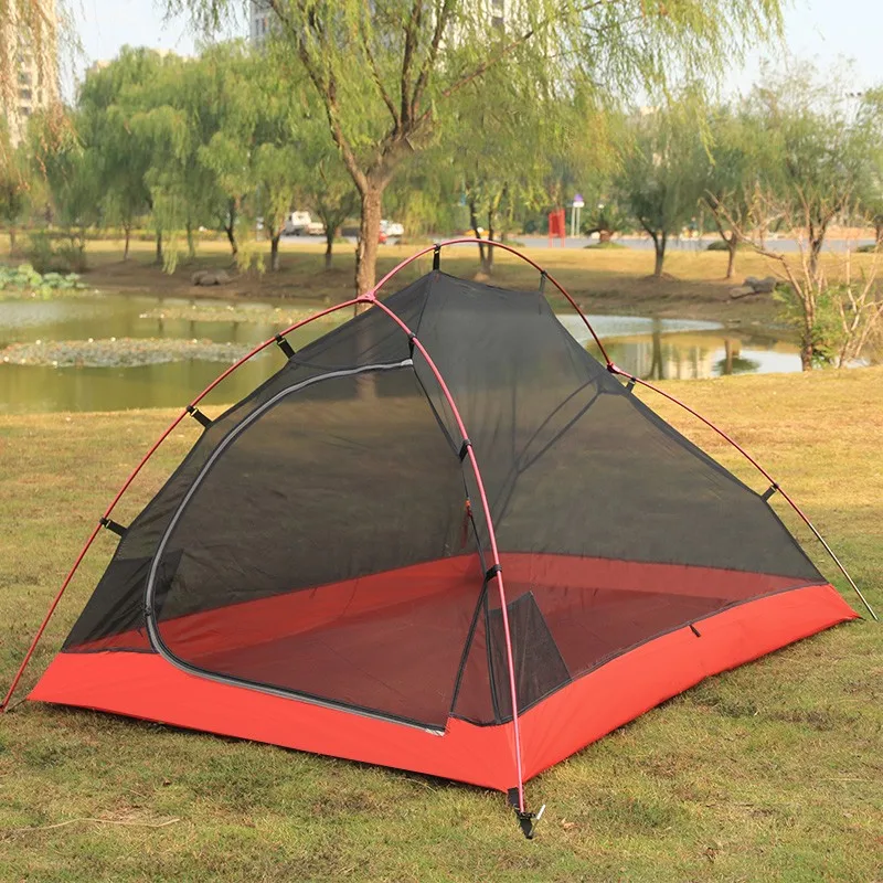 2 Person Double Layer Silicone Oil Coated Aluminum pole ultralight hiking folding tents camping outdoor