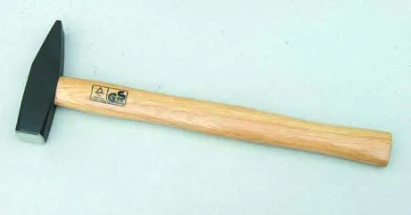 machinist hammer with bleached wooden handle, forged hammer head