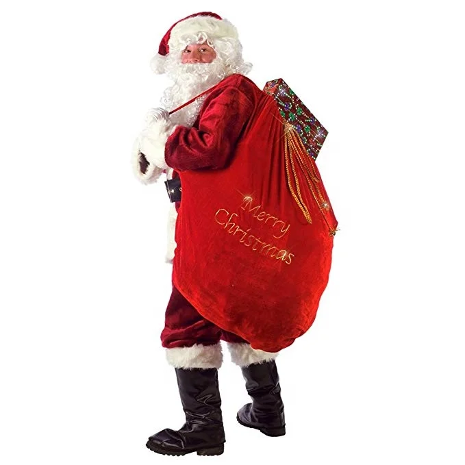 China comfortable custom Christmas velvet drawstring bag santa sack