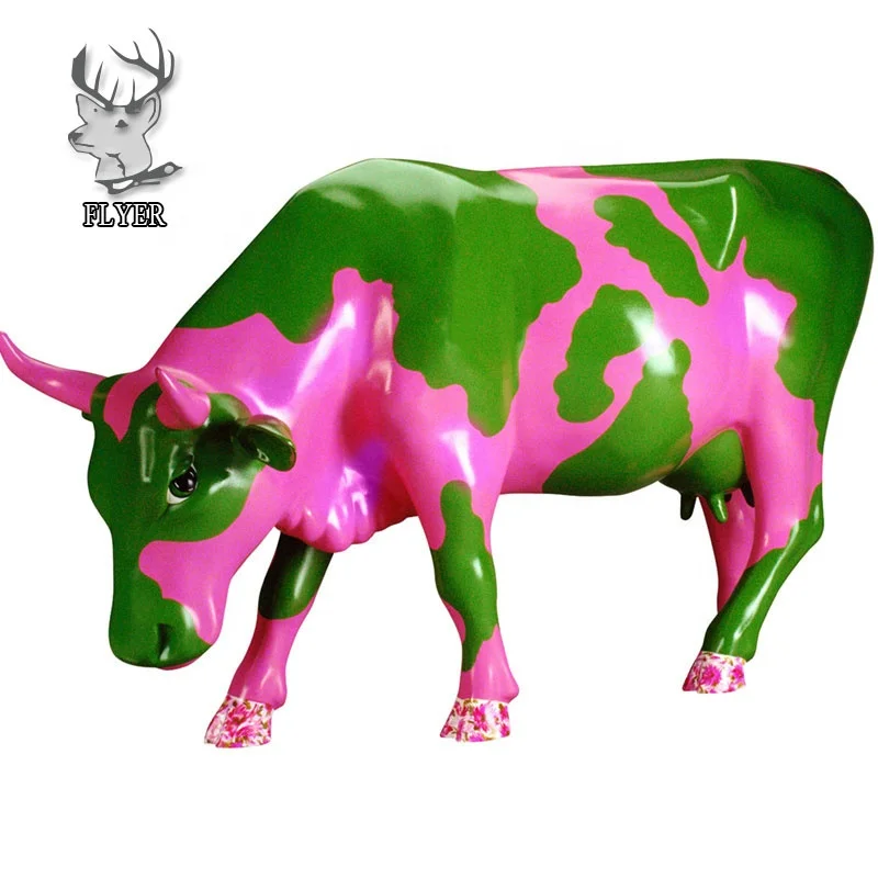 Outdoor decoration life size artificial resin cow statue life size animal cow sculpture