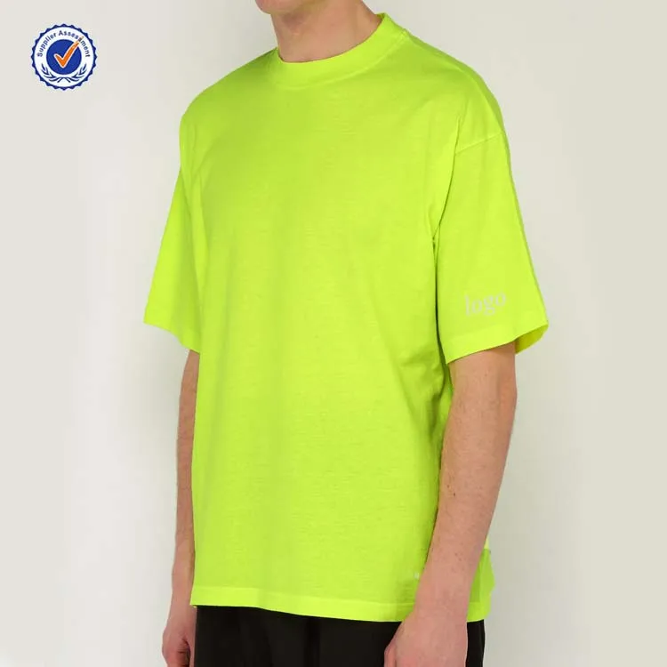 YL OEM Summer Fashion Neon Green T-shirt Plain Color 100% Cotton