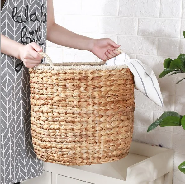 New design natural water hyacinth laundry baskets Hotel use handmade hot sell woven rattan laundry basket for washing clothings