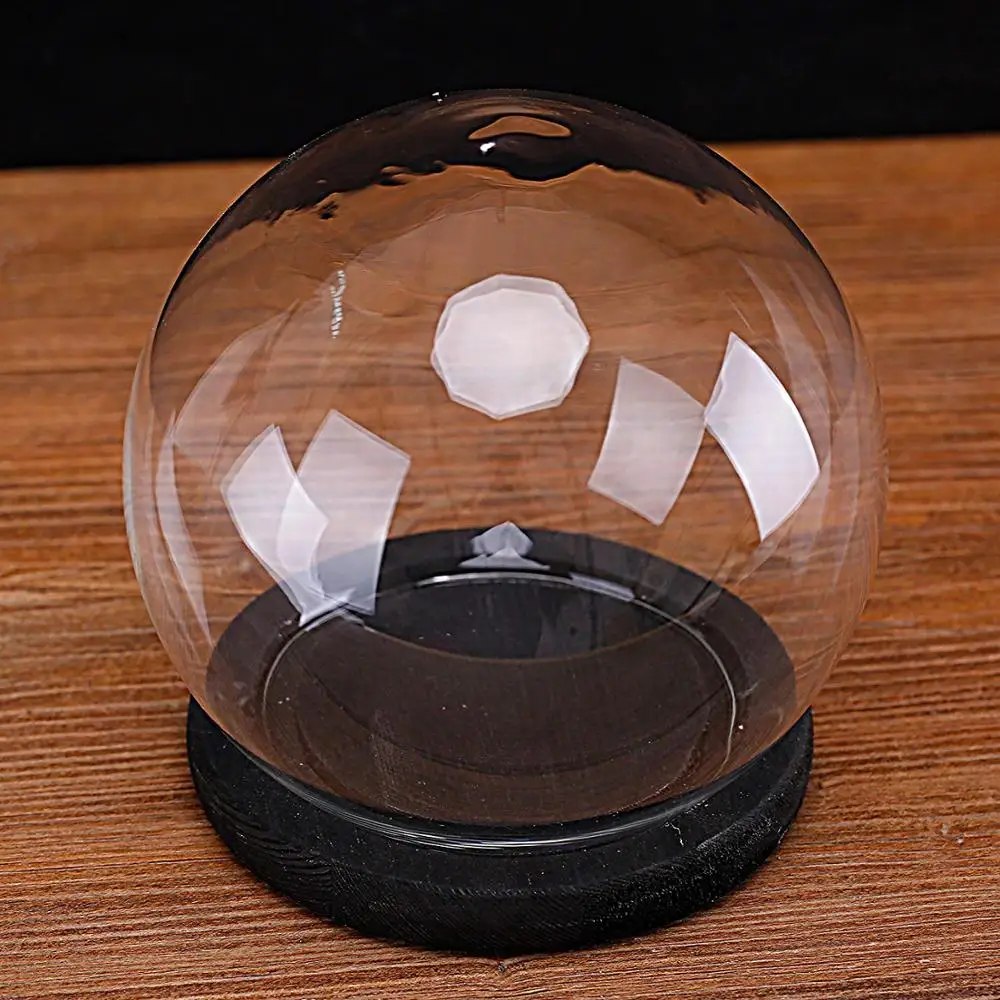 
Custom black base Glass mini diy empty snow globe 