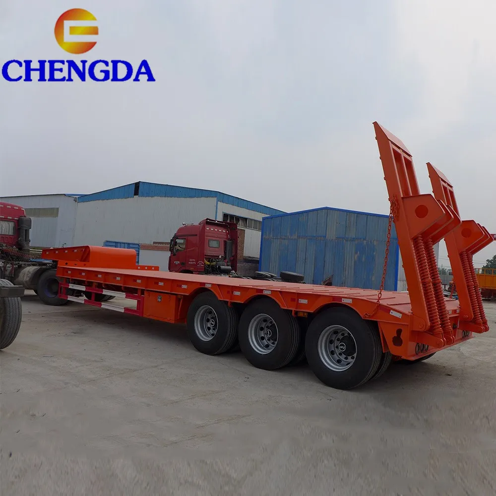 
3 Axle 40T 50T 60T 100T Gooseneck Lowboy Low Bed Semi Trailer Dimensions Lowbed Truck Trailer For Sale 