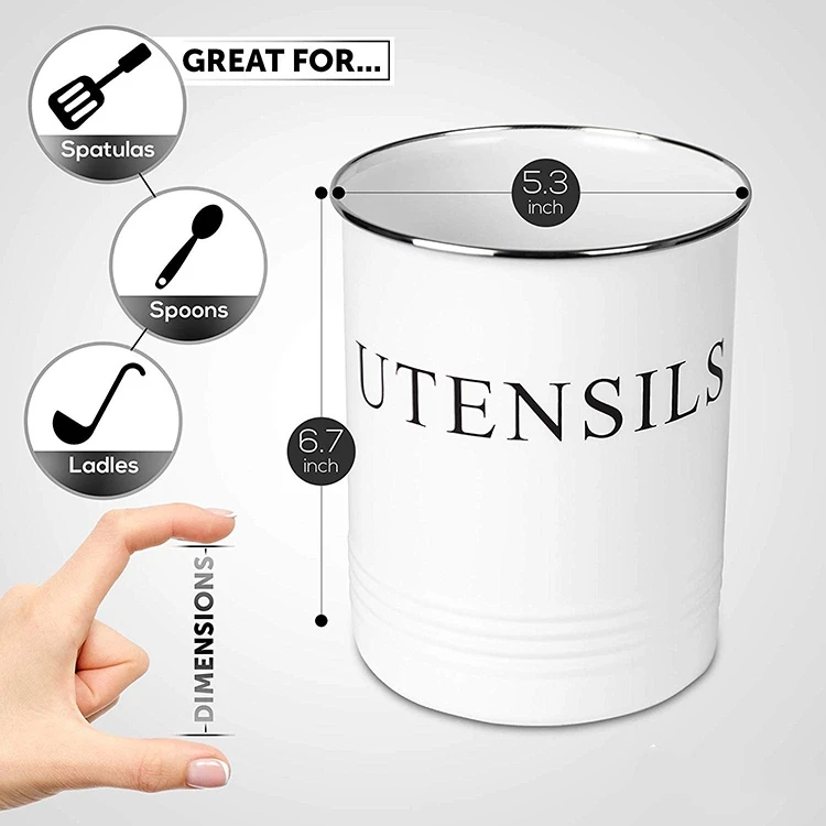 Держатель для кухонной утвари-Декор для дома в фермерском стиле-Белый Органайзер-отлично подходит для больших инструментов для приготовления пищи