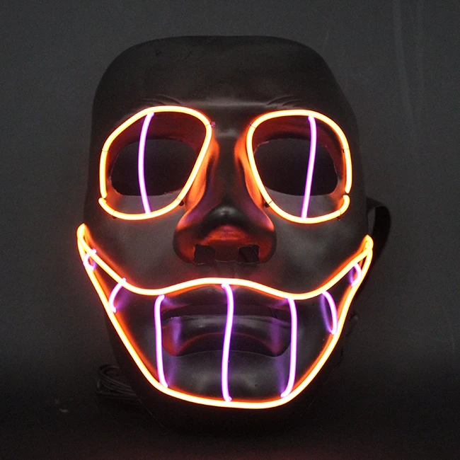 Halloween Costume Scary Rave Led Mask Light up Mask Festival Party Masquerade Plastic White Red Led Face Mask 1 Color RGB 100pcs
