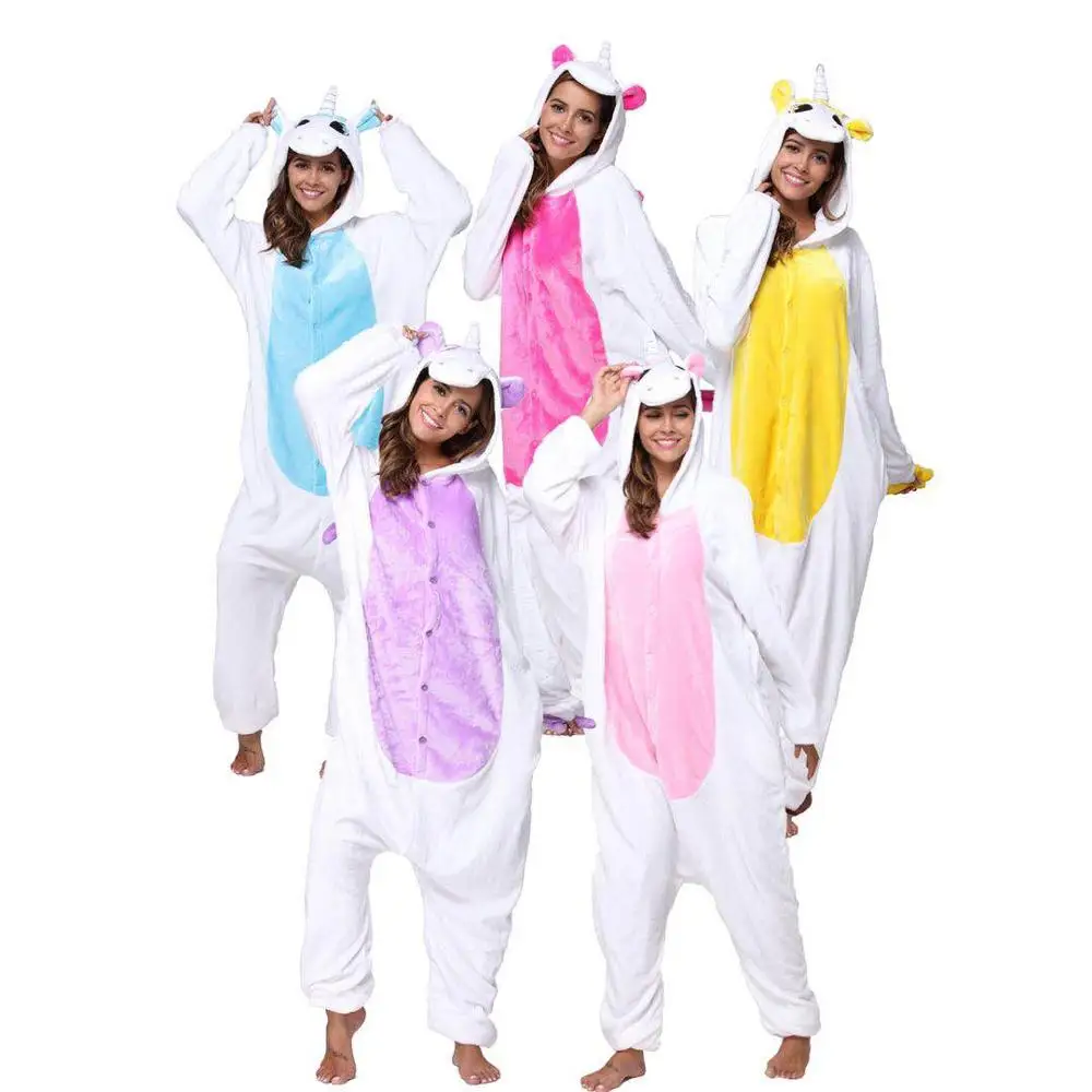 
wholesale adult women pajamas custom uniocrn onesie pajamas flannel adult onesie pyjamas 