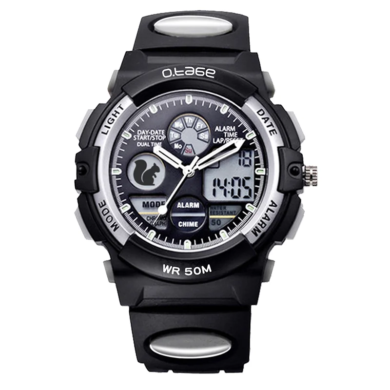 
wholesales christmas children Electronic sport watch for students kids teenagers with LED night light Black 