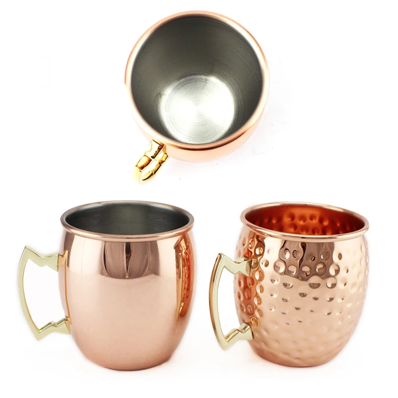 Stainless Steel Moscow Mule Mugs Mirror Polished Copper Cup Large Capacity Cocktail Beer Cup Rose Gold