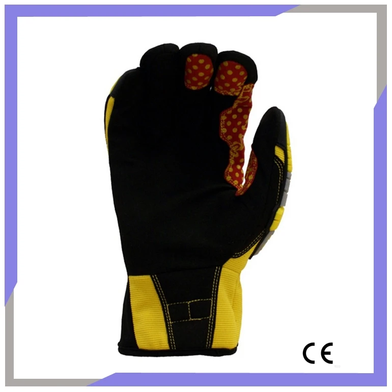 Yellow Silicone Palm TPR Mechanical Rope Rescue Safety Gloves