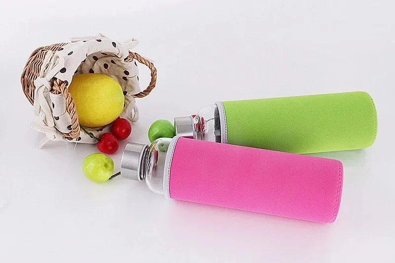 
KC-08602 Heat Resistant Glass water Bottle with Nylon Cloth Cover <span style=