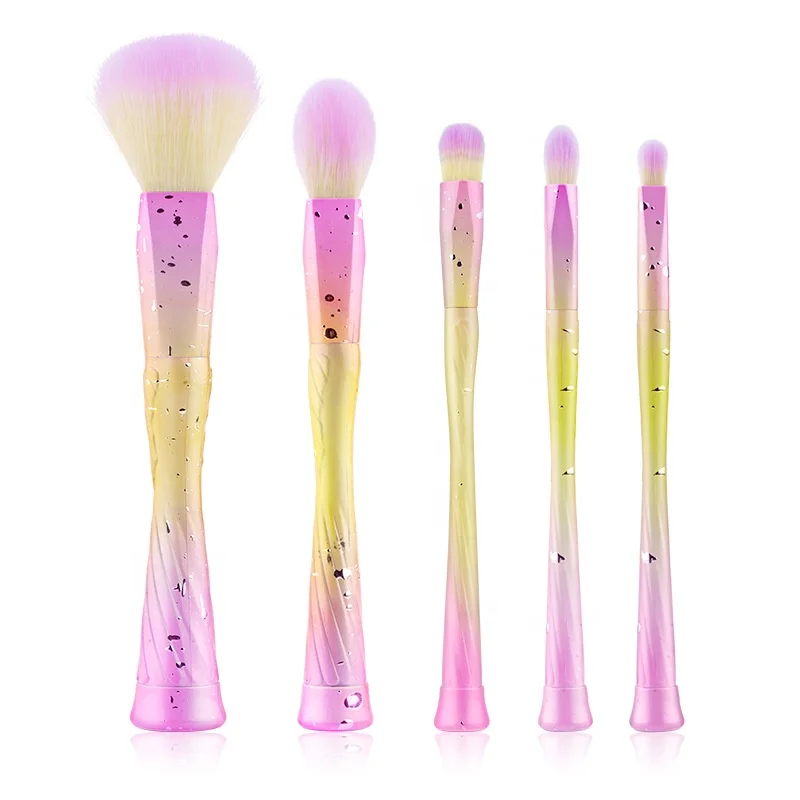 
5pcs Fresh Design Gradient Water-drop Pattern Fish Tail Makeup Brushes 