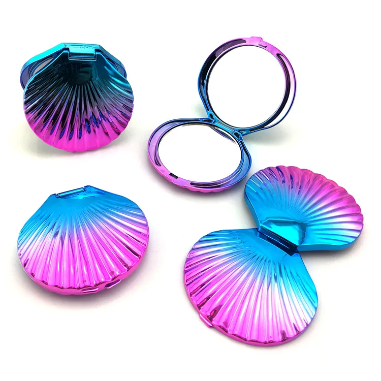 
Colorful UV Small Plastic Pocket Mirror Shell Manufacture Seashell Mirror 