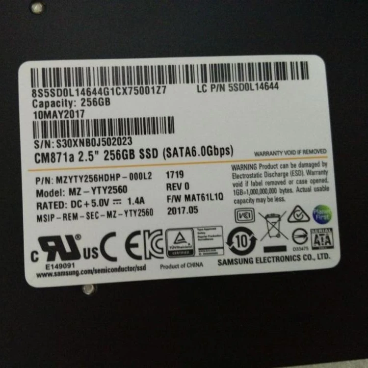 5SD0L14644 для Samsung MZYTY256HDHP-000L2 2,5 '256G 5 мм SSD