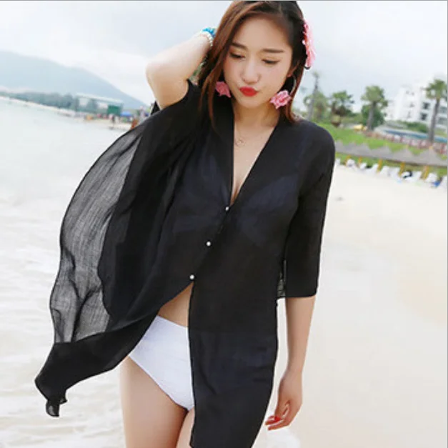 Лидер продаж 2019 женский купальник однотонная Сексуальная Пляжная накидка парео