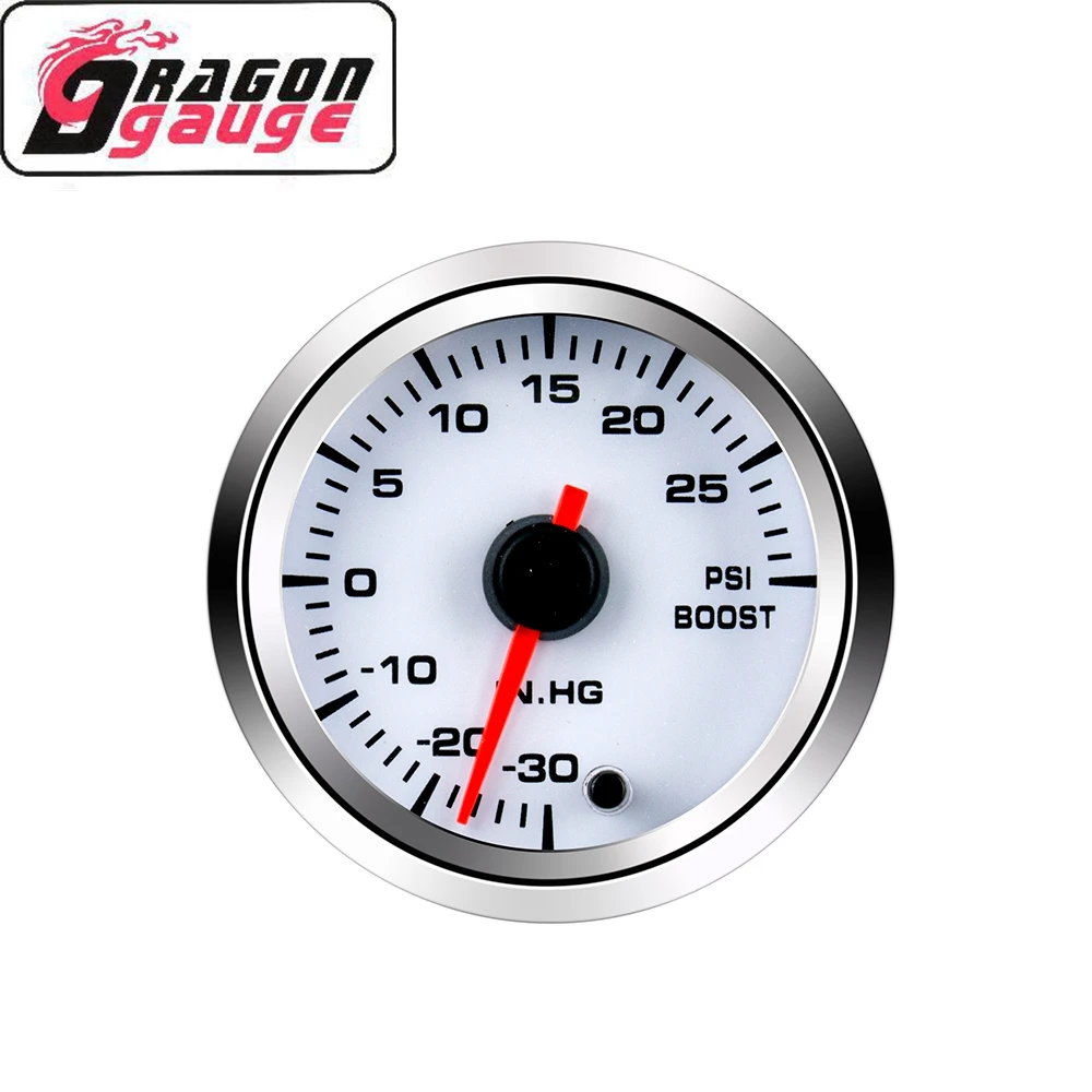 DRAGON GAUGE Universal 12V 52mm Dual View Digital Pointer Boost Gauge -30~30 psi Stepper Motor 7 Color Meter For Turbo (6371)