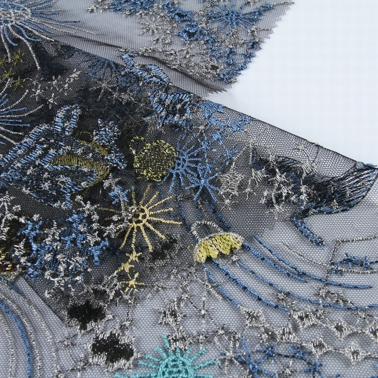 Новая модная многоцветная сетчатая трикотажная роскошная кружевная ткань для одежды с вышивкой ха-16297