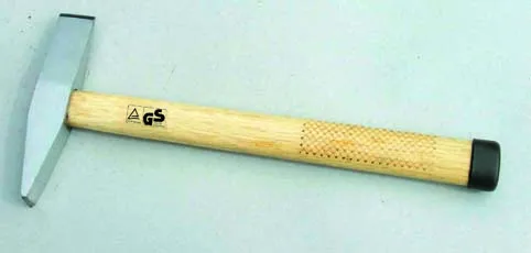 machinist hammer with bleached wooden handle, forged hammer head