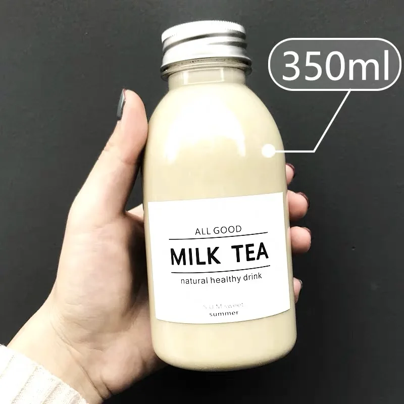 Bottle Eco-friendly High Quality Plastic Screen Printing PET Juice Bottle Customized Beverage Round Screw Cap Aluminum Cap 350ml