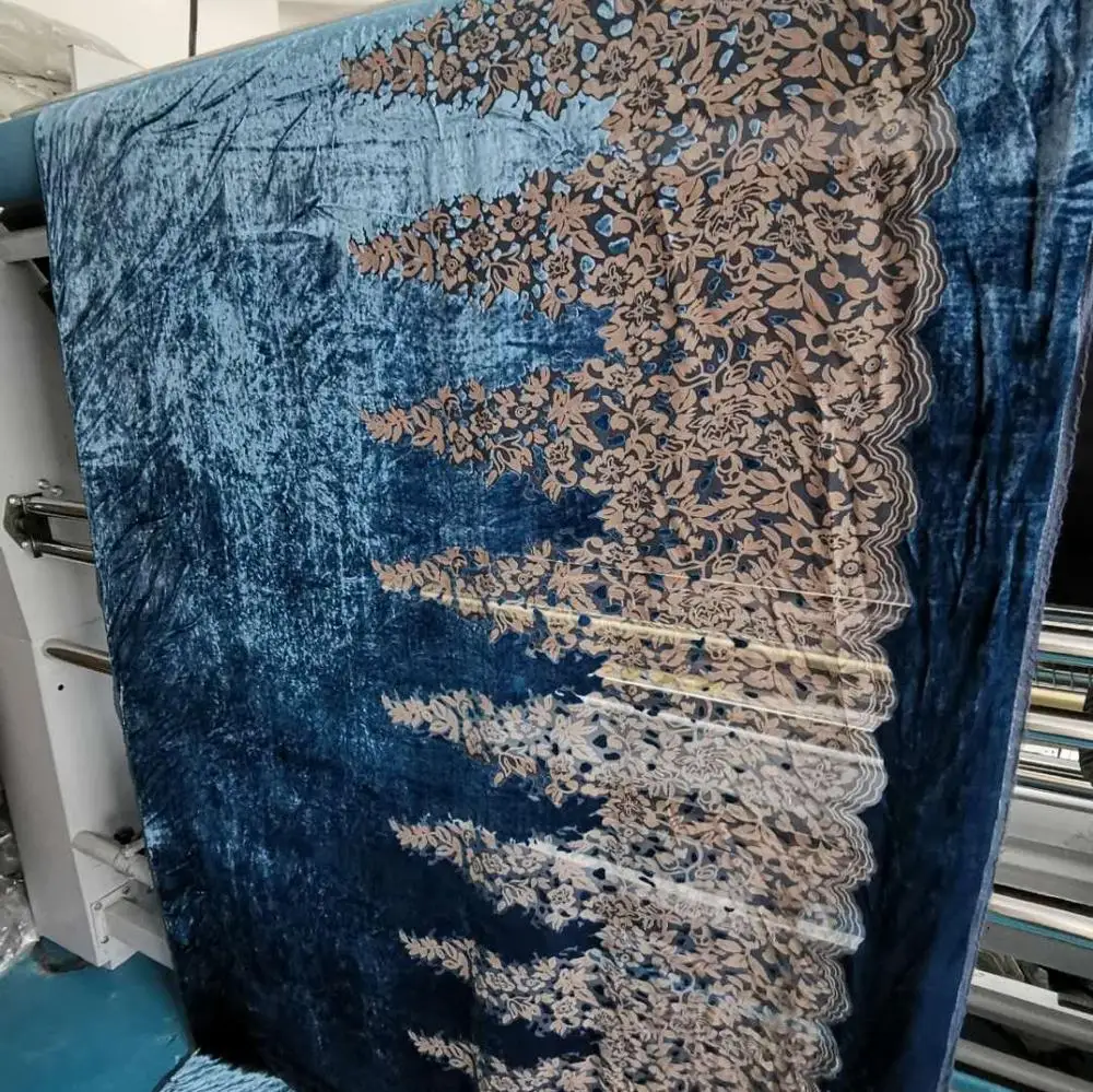 silk rayon burn out with back printing velvet fabric