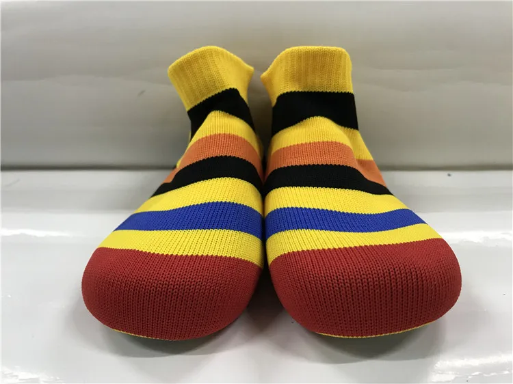 Customized warm nice stripes kids baby sock shoe home sock shoes upper
