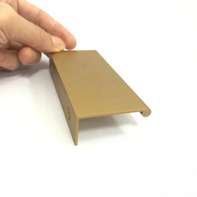 Anodized Matt Gold Furniture Cabinet and Kitchen Aluminum Profile Edge Finger Pull Handles
