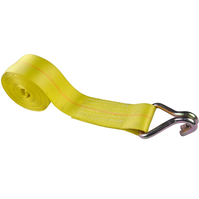 WLL 5400LBS 4 inch x 30ft heavy duty classic yellow replacement polyester tie down winch straps with double J hook