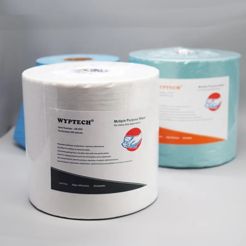 25*38cm 500 sheets Industrial Nonwoven Perforated Jumbo Roll Wiper replacing Kimberly products