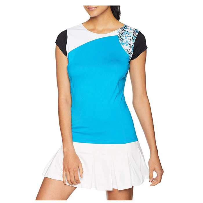 Custom printing active wear golf shit top quick dry stretched fabrics golf sports women tennis shirt