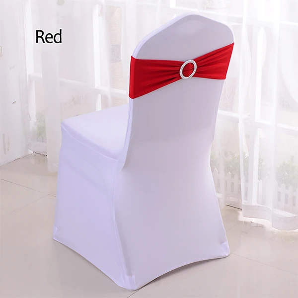 
Wholesale Wedding Chair ties Decoration Lycra Spandex Chair Band With Round Buckle For Wedding Banquet 