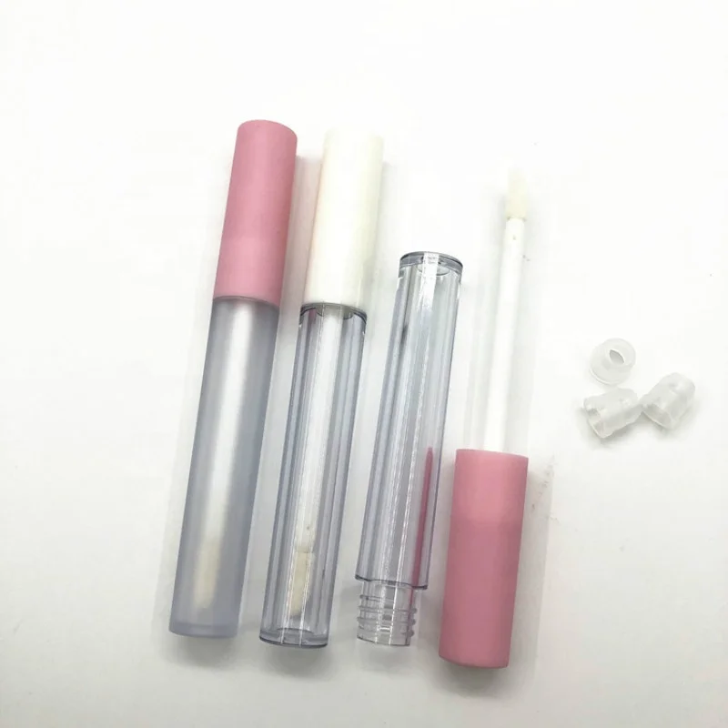 
Empty Transparent Frosted Pink White Cosmetic Packaging 3ml Lip Gloss Tube 