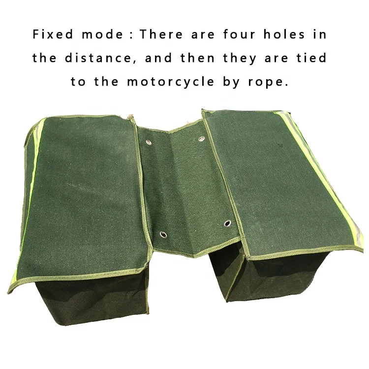 Large capacity thickened canvas motorcycle luggage saddle bag