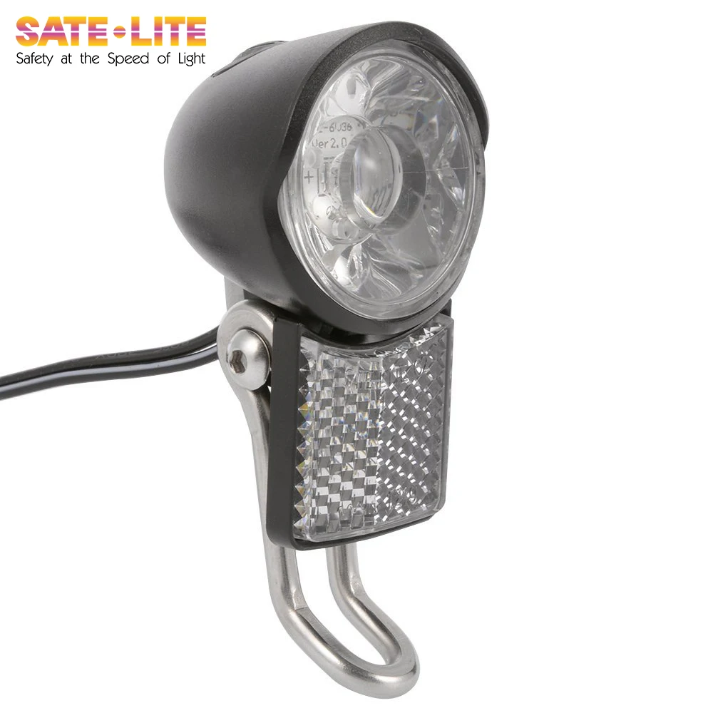 Factory direct Sate-lite CREE 15lux ebike light ISO 6721-1 StVZO ECE  eletric bike headlight with StVZO ISO 6742-2 ECE reflector