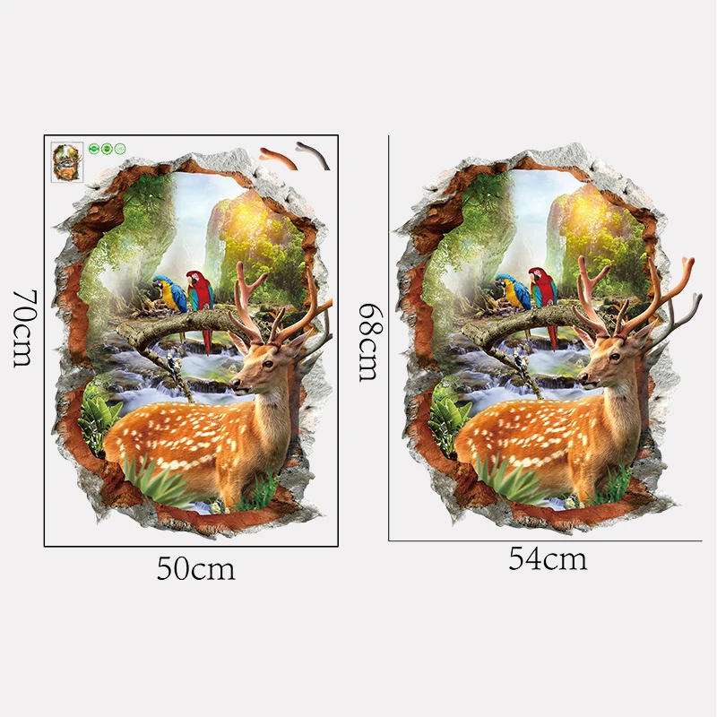 Sika deer of new design decor self adhesive 3D pvc or vinyl wall stickers