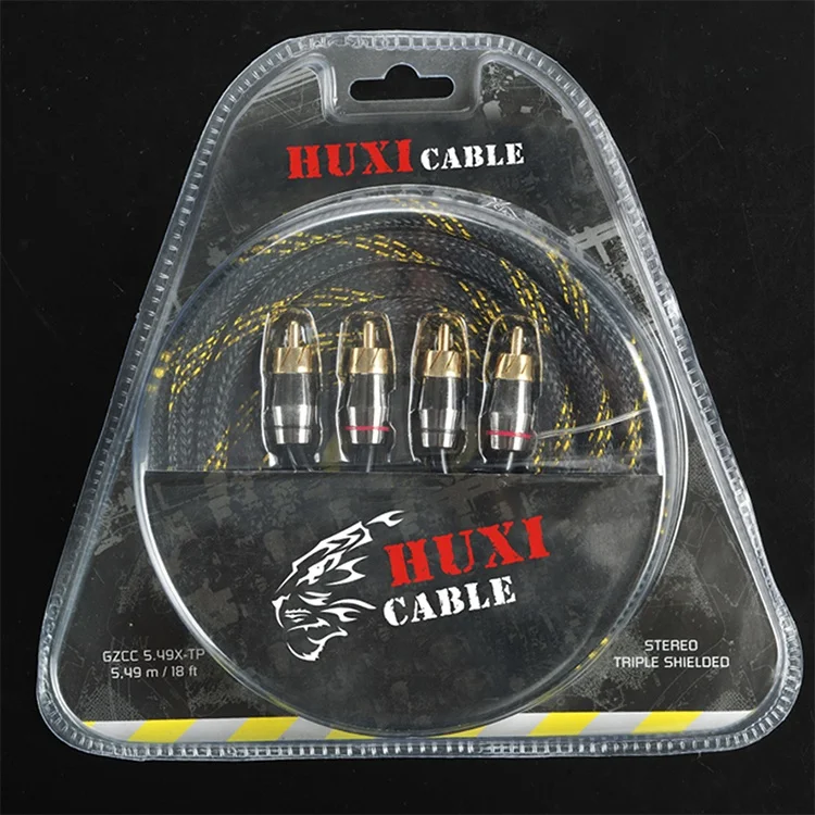 Huxi-cable Solid/Frost/Clear Jacket TinnedOFC/OFC/CCA 2 channel high end rca cable wire for car audio