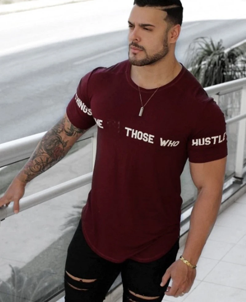 
High Quality bodybuilding muscle fitness t-shirt Cheap Compression tshirt Custom Printed Gym Clothing Men T Shirt 