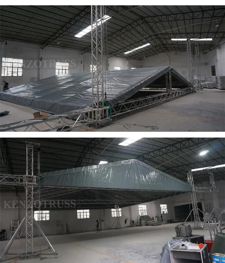 Outdoor Aluminum Concert Stage 4 Pillars Truss System with Roof