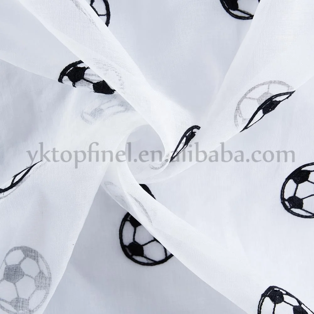 Wholesale Embroidered Terylene Football White Sheer Curtains Voile Panels For Living Room Bedroom Tulle European