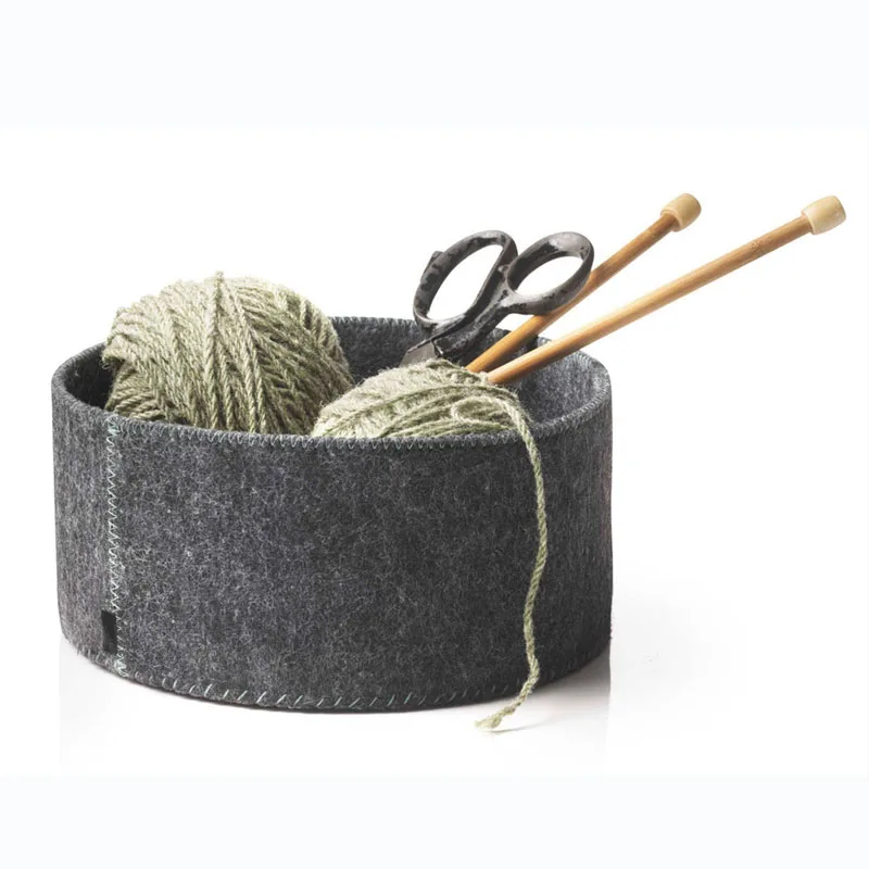 Grey color 3 pcs Set felt bread table tray durable stitching felt storage case