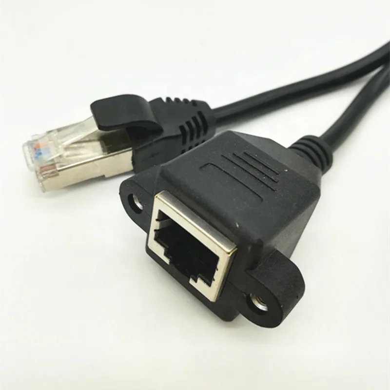 
Cat 5e FTP RJ45 Ethernet Male to Female Panel Mount Extension Cable 