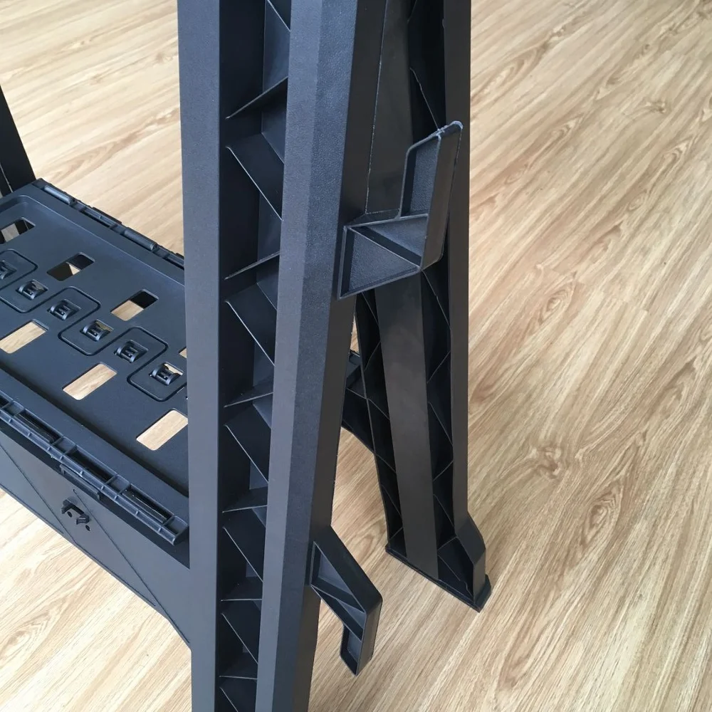 Plastic heavy duty  Clamping Sawhorse Pair with Bar Clamps, Built-in Shelf and Cord Hooks