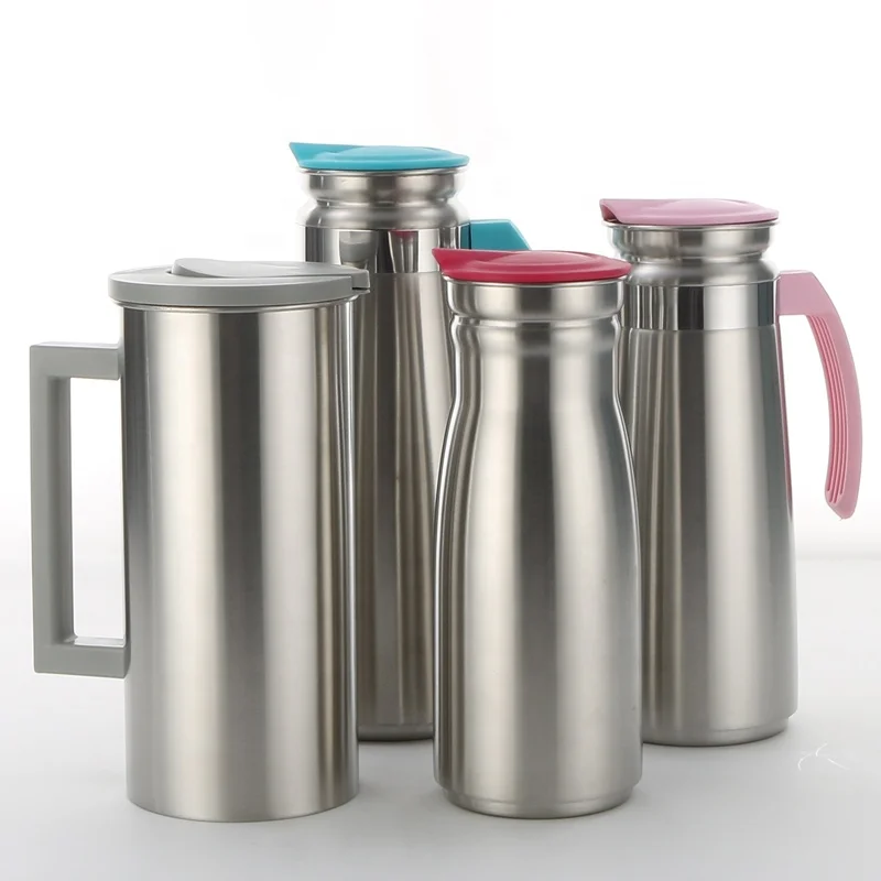 Korean Style Kitchen Accessories Dinnerware Sets Stainless Steel Pitcher Coffee Mug Water Jug with PP lid