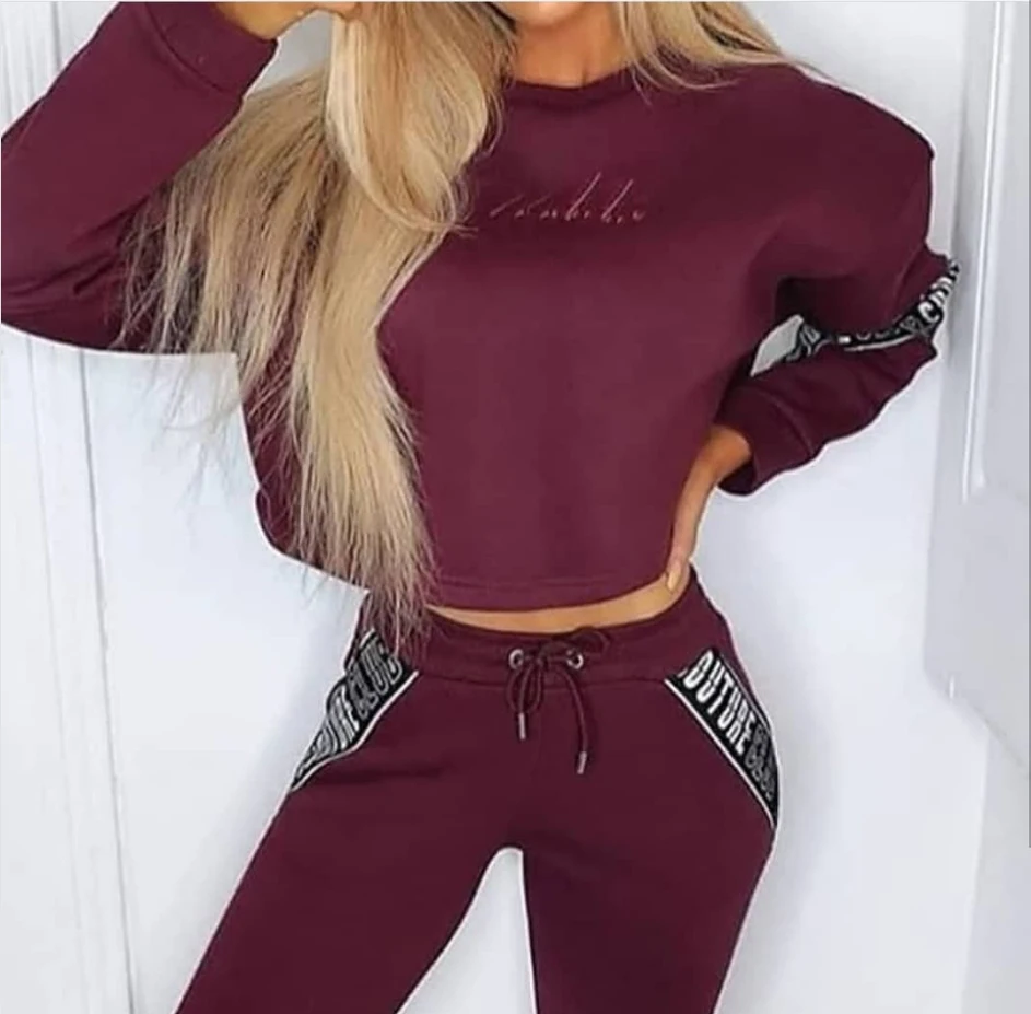 Womens 2 Piece Outfit Autumn Spring Custom Hoodies Tops Drawstring Crop Hoodie Sweatshirts Fitness Gym Sport Jacket Zipper Set