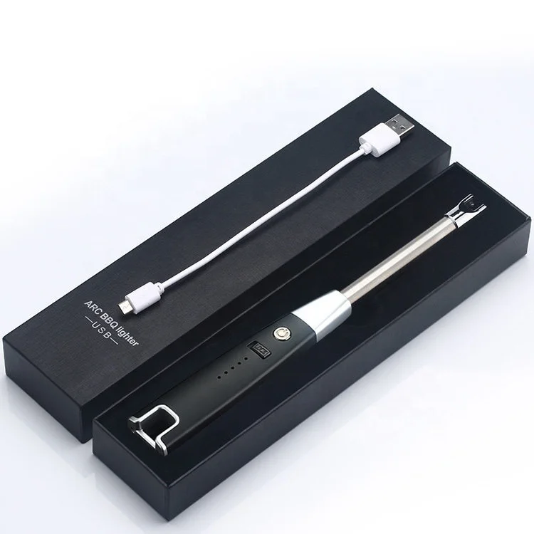 custom long gas oven kitchen candle electric torch single arc rotation encendedor electrico usb feuerzeug charging bbq lighter