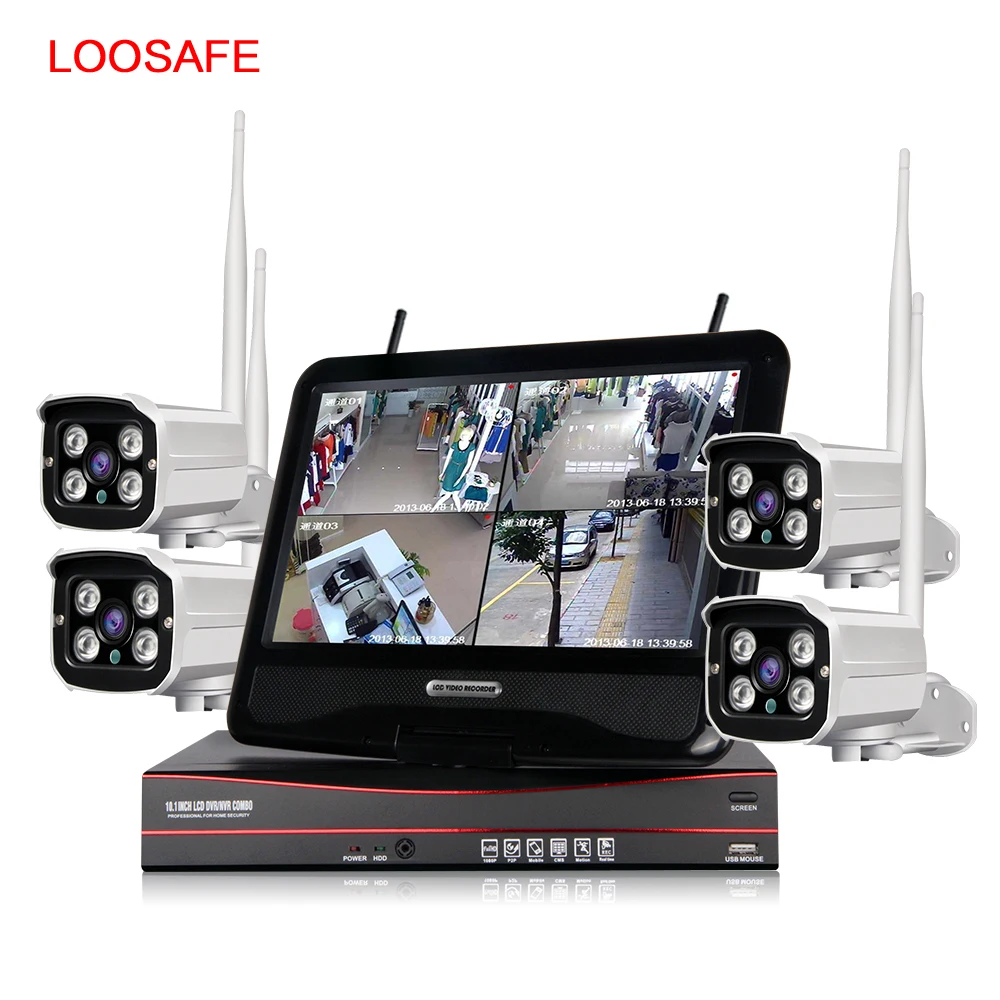 Bestseller! 4ch 1080P 100m IR Distance CCTV Camera IP Security Camera Wifi Outdoor System with Screen