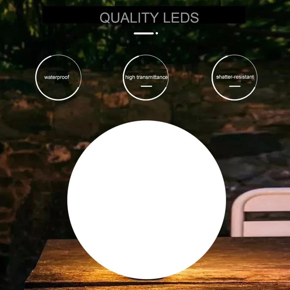 
remote rgb colors changing illuminated led ball light battery rechargeable / solar powered landscape outdoor big ball light 