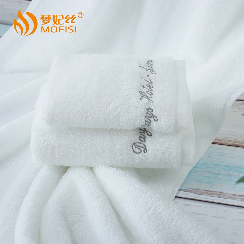 Plain hand hotel towel white custom embroidered logo
