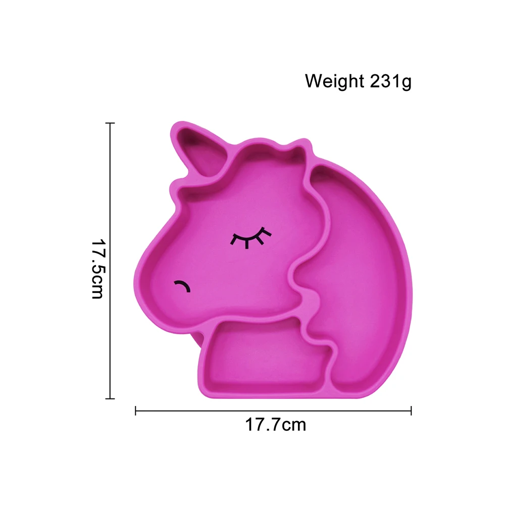 
Waterproof Food Grade Unicorn Silicone Baby Placemat 100% Silicone Baby Suction Grip Dish Plate 