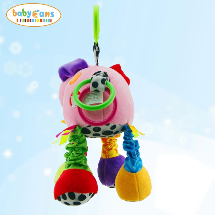Baby soft stuff  Hanging  Toys with music funny pig animal activity toy OEM Customized manufacturer