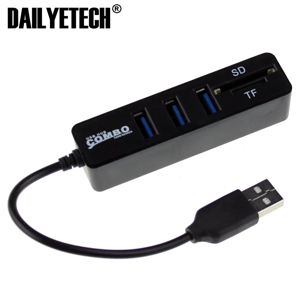 Комбинация 3 порта USB 2.0 хаб Card Reader Поддержка TF/SD карты от dailyetech